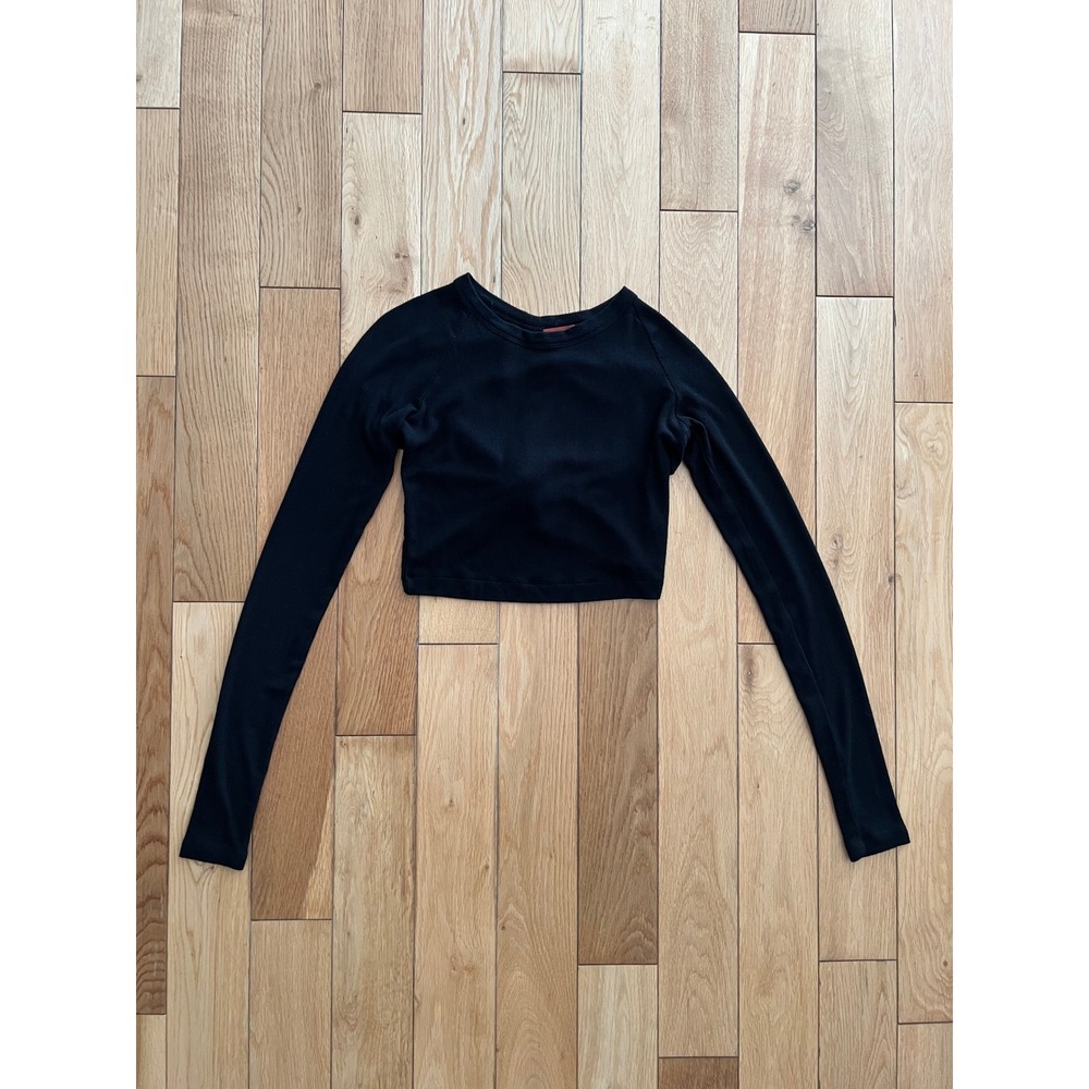 ALIX NYC Coles Long Sleeve Crop Top Twist Back Black Modal Womens Size S